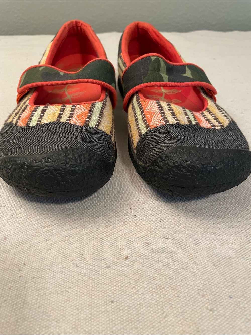 Keen Women’s Mary Jane Canvas Shoes, Colors of Orange, Gray, Green and Yellow - Picture 8 of 15